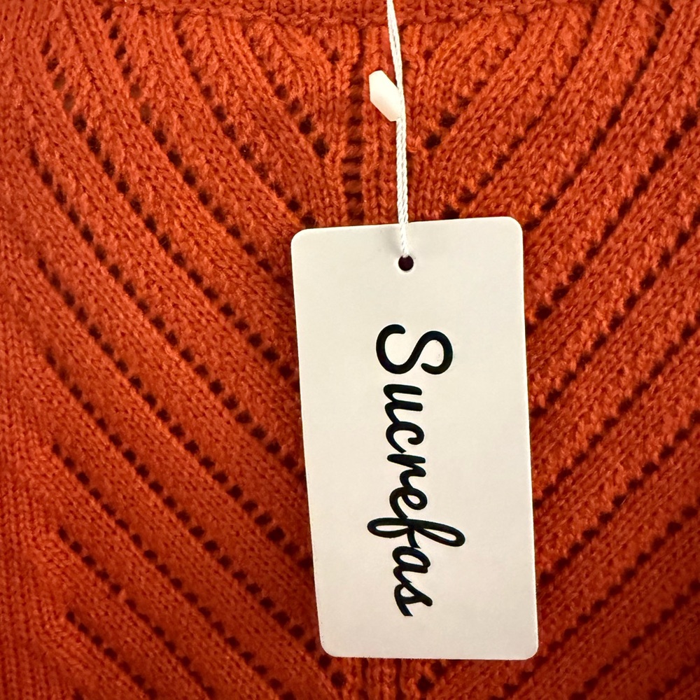 Red Shoulder-Cutout Ruffle-Accent Sweater - Picture 4 of 6